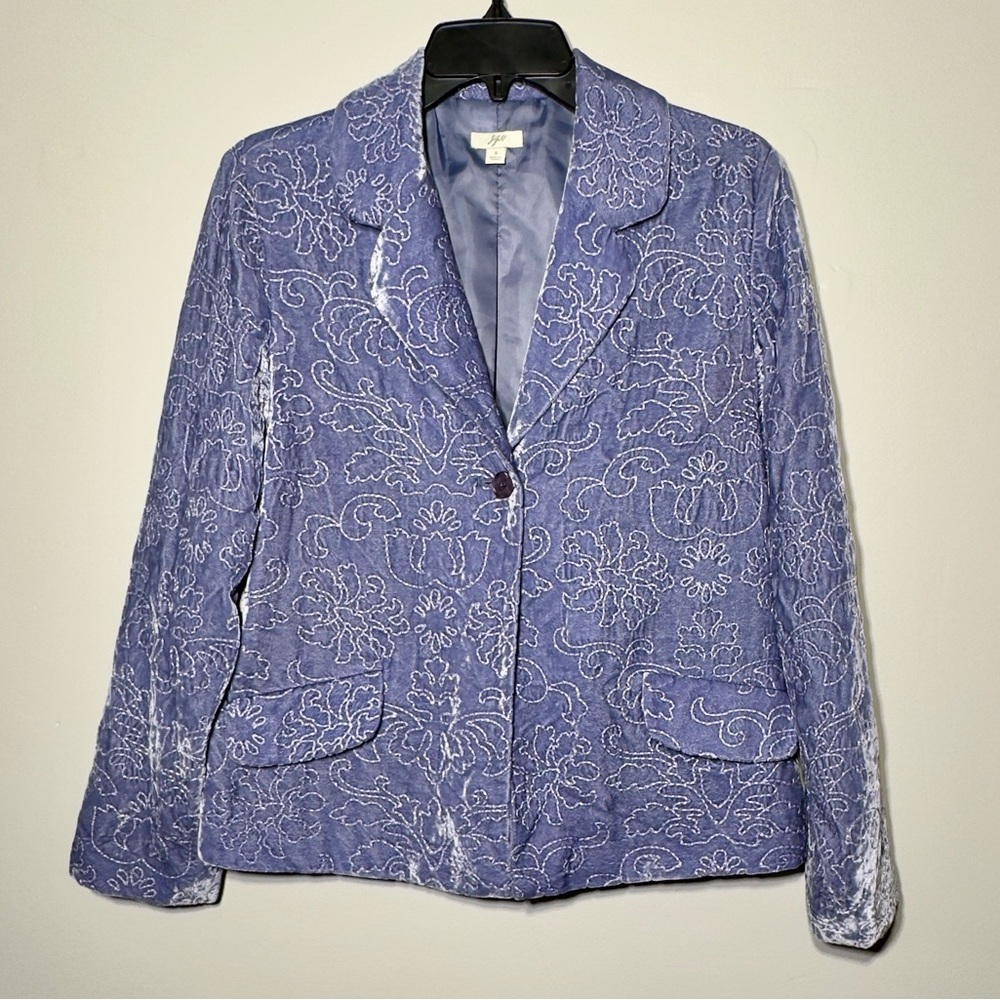 J.Jill Blazer lavender Velvet Size Small Classic Floral Stitching Preppy
